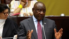 South African President Cyril Ramaphosa responds to National Assembly members' questions in parliament in Cape Town, South Africa, 3 November 2022. Reuters/Esa Alexander/File Photo