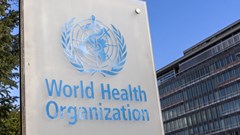 The World Health Organisation (WHO) logo is seen near its headquarters in Geneva, Switzerland, 2 February 2023. Reuters/Denis Balibouse