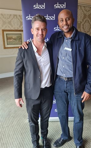 Amanuel Gebremeskel, SAISC CEO and Adam Oldfield, director and structural Engineer, Cousins Steel International