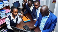 Ugandan human rights lawyer and activist leads fellow activists to file a petition challenging the signing of the new Anti-homosexuality law by President Yoweri Museveni, at the constitution court in Kampala, Uganda, 29 May 2023. Reuters/Abubaker Lubowa