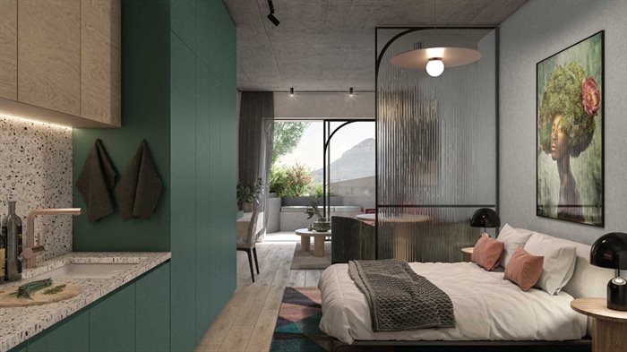 Luxury studio apartments at The Fynbos start at R1.104m. Source: Supplied