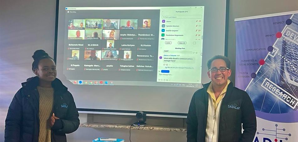 Programme coordinator Dr Benito Trollip (right) with Nomkhuleko Ngubane during the online externship event with UJ students