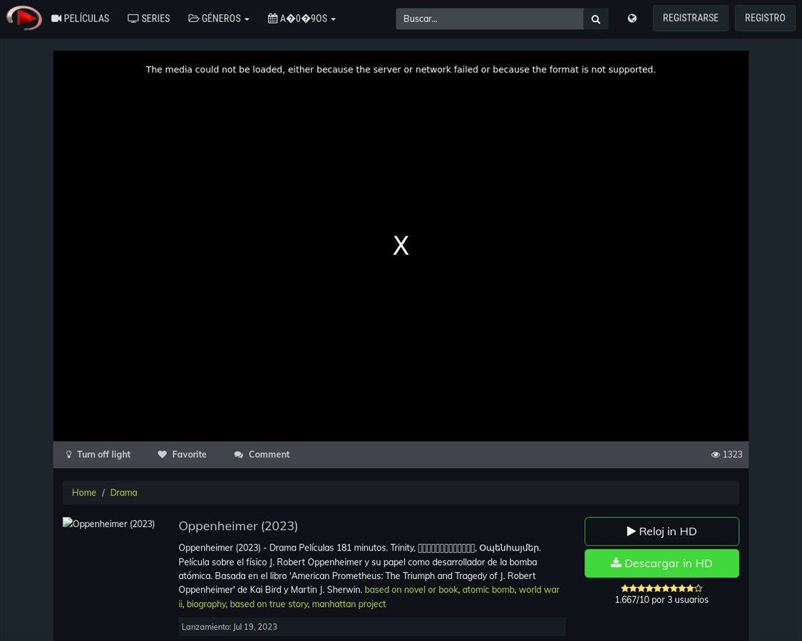 Fraudulent page offering the streaming of Oppenheimer. Image supplied