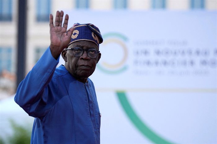 Bola Tinubu, president of Nigeria, at the New Global Financial Pact Summit. 2023. Source: Lewis Joly/Reuters
