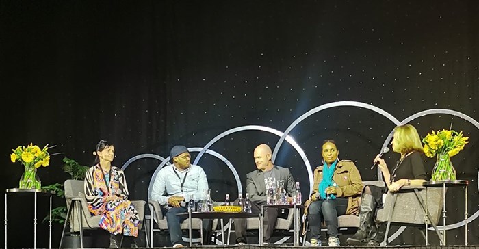 Creative Circle Full Circle panel: (L to R) Roanna Williams - Creative Circle chairperson, Loyiso Twala - McCann Joburg chief creative officer, Vaughan Croeser - SAB VP of marketing for South Africa, Khensani Nobanda - Nedbank group executive for marketing and corporate affairs, nd Ann Nurock - trend spotter (Image by Danette Breitenbach.)