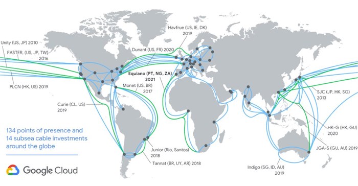Google Cloud undersea cable infrastructure. Source: Google
