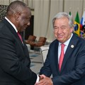 Source: Supplied. SA President Cyril Ramaphosa in a pull-aside meeting with UN Secretary General HE António Guterres on the margins of the Brics-Africa Outreach and Brics Plus Dialogue which took place at the Sandton Convention Centre in Johannesburg.