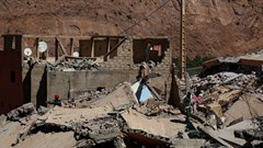 A view shows rubble in the aftermath of a deadly earthquake in Talat N'yaaqoub, Morocco, 11 September 2023. Reuters/Hannah McKay