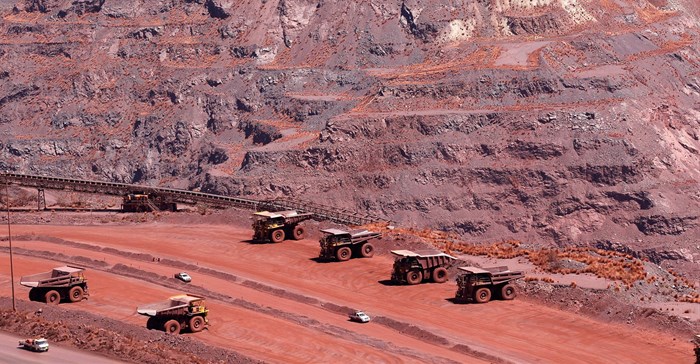 Haul trucks are seen at Kumba Iron Ore, the world's largest iron ore mines in Khathu, Northern Cape. Source: Reuters/Siphiwe Sibeko