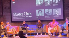 Gregory Edwards, Sbusiso Gumbi, Iris Fynn and Jolene Roelofse in conversation. Source: Karabo Ledwaba.