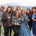 The winners of the 2023 Galliova Awards (from left to right): Tony Jackman, Glynis Horning, Chad January (back), Lucille Botha representing Arina du Plessis (front), Anna Trapido (back), Sam Linsell, Georgia East, Esther Malan