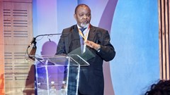 Gwede Mantashe speaks at Africa Energy Week. Source: Lindsey Schutters