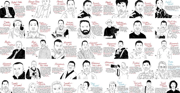 Source: © Wan-ifra  Gianluca Costantini’s drawings of the journalists and media workers killed in the Hamas-Israeli conflict since 7 October