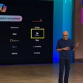 Microsoft CEO Satya Nadella mentions Autopilot Workflow Solutions as part of the Copilot ecosystem on stage at Microsoft Ignite.