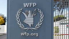 A logo of the World Food Program is seen at their headquarters after the WFP won the 2020 Nobel Peace Prize, in Rome, Italy 9 October 2020. Reuters/Remo Casilli/File Photo