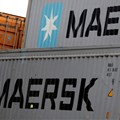 Maersk's logo is seen in stored containers at Zona Franca in Barcelona, Spain, November 3, 2022. REUTERS/Albert Gea//File Photo