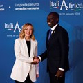 Italy's Prime Minister Giorgia Meloni meets with President of Mozambique Filipe Nyusi inside the Madama Palace (Senate) as Italy hosts the Italy-Africa summit in Rome, Italy. Source: Reuters/Remo Casilli