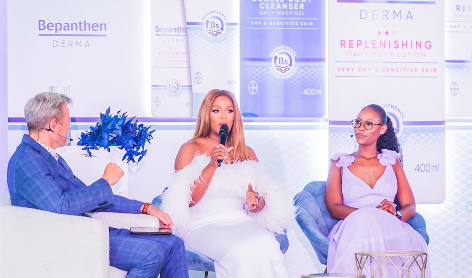 Jessica Nkosi, Michael Mol (event MC) and Masego Pilanyane (Bayer senior brand manager)