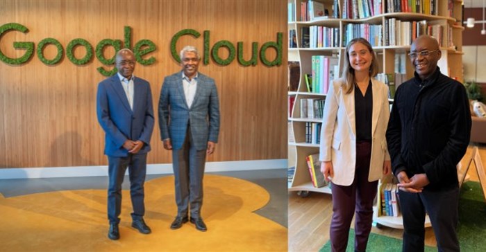Thomas Kurian, Strive Masiyiwa and Daniela Amodei at the partnership announcement. Source: Supplied