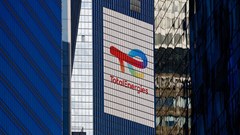 The logo of French oil and gas company TotalEnergies is seen at the company's headquarters skyscraper in the financial and business district of La Defense, near Paris. Source: Reuters/Gonzalo Fuentes