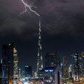 Source:  A photo taken of Dubai's skyline under a stormy sky in October 2020.