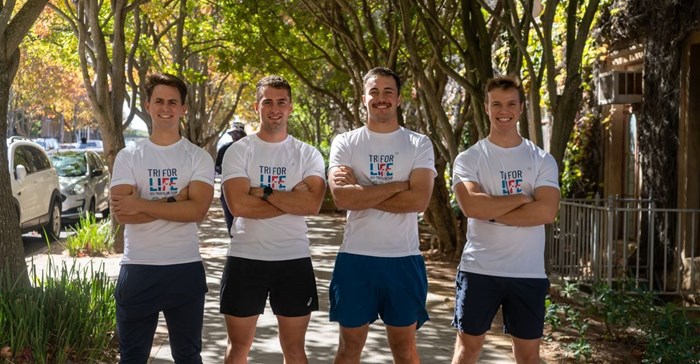 Source: Supplied. The Tri for Life team are Jonty Wright, Gerhard Nieuwoudt, Alexander Van Wyk, and Henri Van Der Westhuizen.