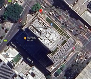 Google Maps satellite view of Cape Town city block where the fire occured