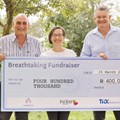 Supplied image (L-R): Jan Willem Pont from Pachas Restaurant Pretoria, Maré Smit, Director of Breathtaking Fundraising NPC and Hannes Taute from TRX Electronics.