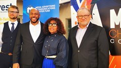 (L to r:) eQvest CEO, Nathaniel Bricknell, MACC Chairperson Angelo Tandy, Mathe Okaba, MACC Charter deputy-chairperson, and Rudy Kruger, CEO of the accelerator project at the launch of the MACC Fund