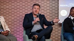 Mukuru CEO Andy Jury on stage at Africa Tech Week 2024