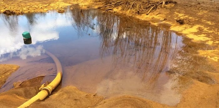 Acid mine drainage in Gauteng, South Africa, has polluted the water and soil in Soweto. Courtesy Professor Craig Sheridan, University of the Witwatersrand