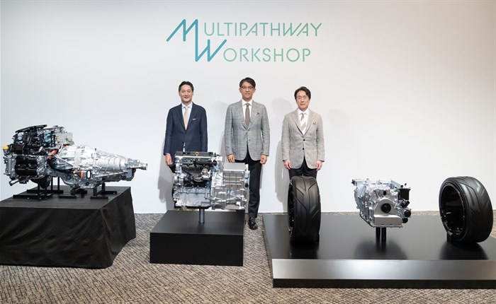 (Left to right) Atsushi Osaki, representative director, President and CEO, Subaru; Koji Sato, president, member of the board of directors and CEO, Toyota; Masahiro Moro, representative director, president and CEO, Mazda | image supplied