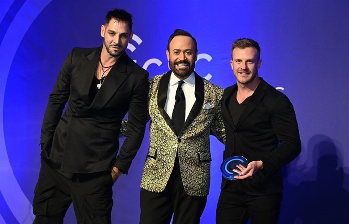 Darren Katz (MD of EBM), Emcee and Host of the ICSC Global Awards: Nick Verreos (American fashion designer, fashion commentator, former Project Runway contestant), Michael Wilson (CMO of EBM).