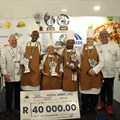 Pictured: (from left): Glenn McGinn (emcee from Visual Feast Group), Rudi Mueller (head judge), Jeff Scheuremans (organiser), Trevor Boyd (judge and general manager of F&B operations at City Lodge Hotels), contestants from Courtyard Hotel Waterfall City are Evans Mtombela (chef de partie), Erick Mbudu (junior sous chef), Ro-Anne Williams (pastry/commis chef) and Natalie Schoonbee (executive chef), and Martin Kobald (organiser)