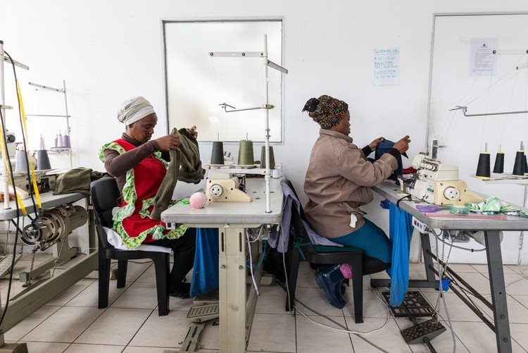 Nosiphiwo Zenzile and Thobeka Maya are taking part in a work experience programme at Kamvelihle Clothing Manufacturing and Trade.