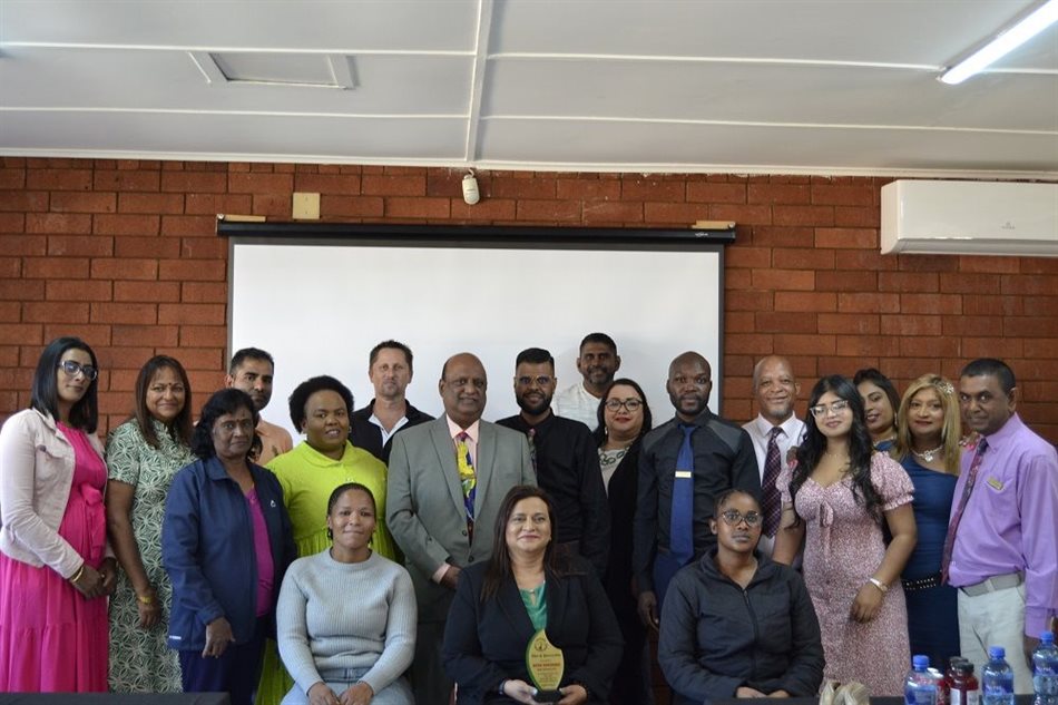 Crestview Primary School teachers and principal, Mr Gounden, (centre back), Arthi Govender (front centre) and Air Products representatives at the recent event.