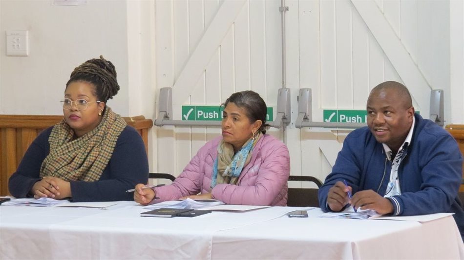 Ms. Mona-Lisa Maposa from Absa, Ms. Linda Roopen from the Western Cape Chamber of Commerce, and Mr. Xolani Bodlo from NYDA