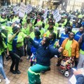 Waste pickers affiliated to the South African Waste Pickers Association (Sawpa) marched to the City of Johannesburg offices in Braamfontein on Tuesday to demand compensation for collecting recyclables and to oppose plans to incinerate waste. Photos: Kimberly Mutandiro / GroundUp