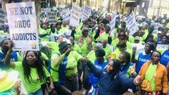 Waste pickers affiliated to the South African Waste Pickers Association (Sawpa) marched to the City of Johannesburg offices in Braamfontein on Tuesday to demand compensation for collecting recyclables and to oppose plans to incinerate waste. Photos: Kimberly Mutandiro / GroundUp