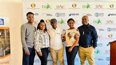 Jockey graduates Lwazi Dlamini, Neli Hadebe, Xolani Shandu, Tsato Dlamini with Training Instructor, Brian Silangwe at the KZN Cluster Skills Graduation.
