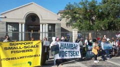 Activists picket outside the High Court in Gqeberha in 2022 against seismic surveys off the Wild Coast. Archive photo: Joseph Chirume / GroundUp
