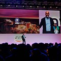 Strini Mudaly, group ICT vice president at Gold Fields on stage at AWS Summit