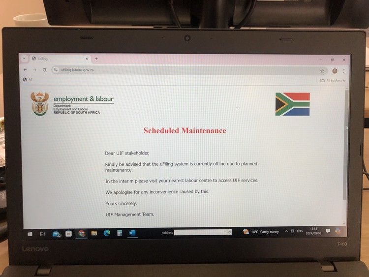 The UIF’s online portal systems has been offline for weeks.