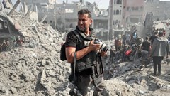 Palestinian AFP photojournalist Mahmud Hams was awarded the Visa d’Or News prize for his coverage of the conflict in Gaza (Image supplied)