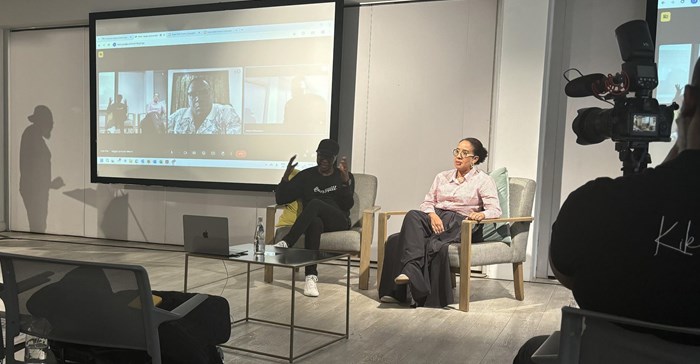 Steve Babaeko, Tsiletso Rangaka and Andrea Quaye on the stage. Source: Karabo Ledwaba.