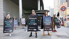 Cybersecurity company Surfshark’s Naked People campaign in London raised awareness about social media security practices and the exploitation of user data (Image supplied)