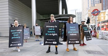 Cybersecurity company Surfshark’s Naked People campaign in London raised awareness about social media security practices and the exploitation of user data (Image supplied)