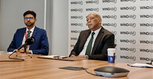 Minister Ramokgopa fields question in the Windaba media conference alongside Sawea CEO Niveshen Govender