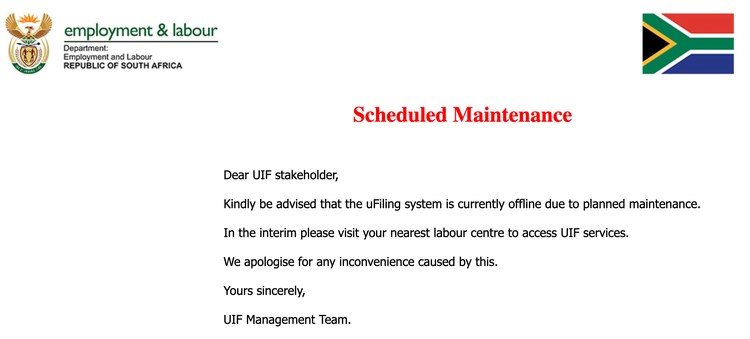 After six weeks UIF online system still down