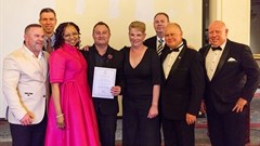 Hotel Operation of the Year Award overall winner was City Lodge Hotel GrandWest, with the award presented to general manager, Dean Samouilhan. Pictured are: Morne Bester, general manager: Operations; Ross Phinn, divisional director: Operations; Lindiwe Sangweni-Siddo, COO; Dean Samouilhan; Andrea Anderson, general manager: Operations; Stephan Janse van Rensburg: divisional director: Operations; Tony Balabanoff, divisional director: Operations; and Trevor Boyd, general manager: F&B